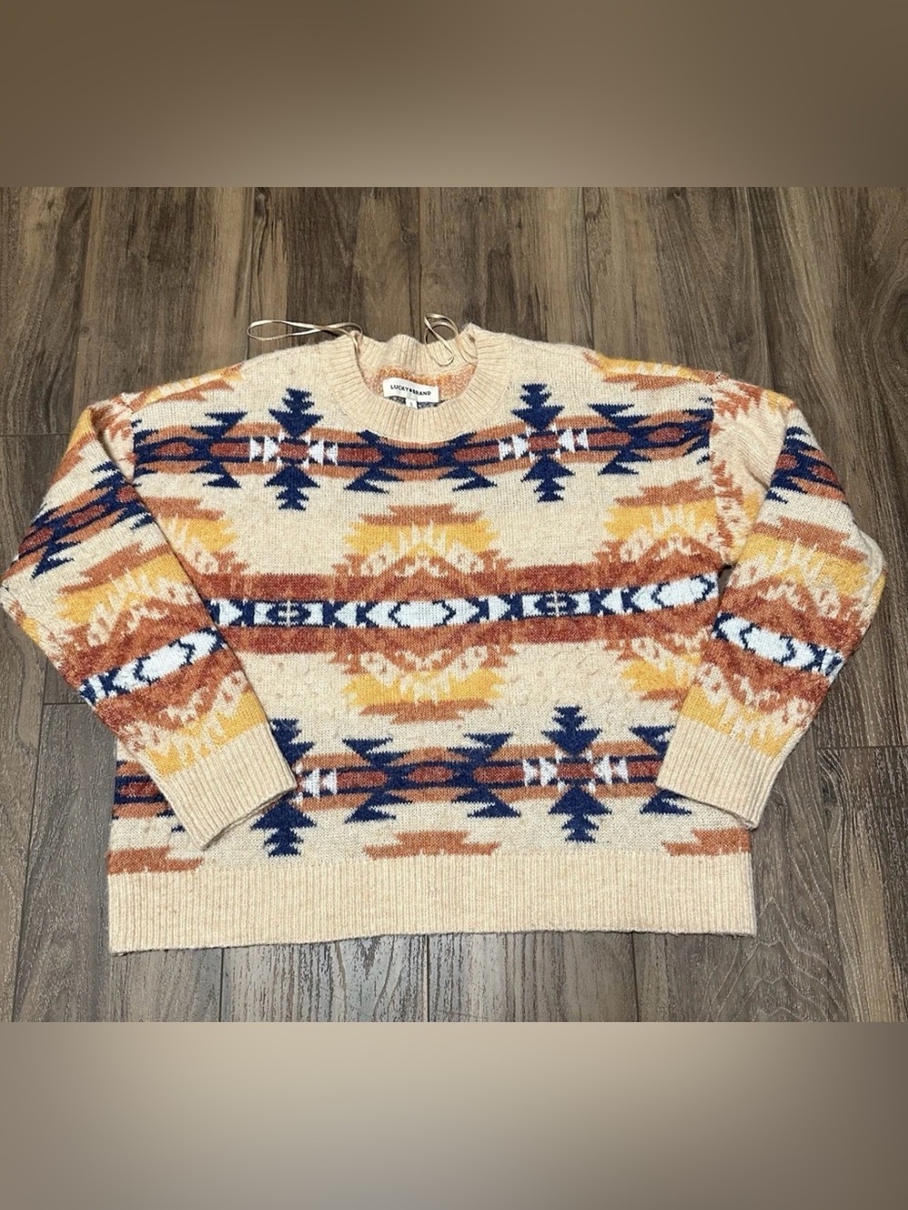 Lucky Brand Women’s Southwest Sweater Large Pullover Long Sleeve Aztec
